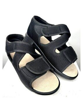 Biotime Darrell Womens 12 Orthopedic Sandals Black Adjustable Comfort EU43 EE